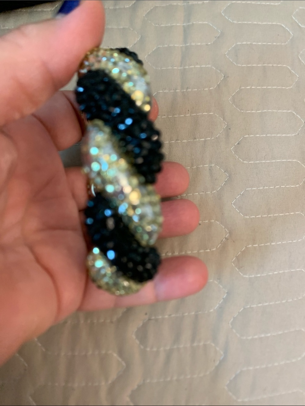 Beaded Spiral  Bracelet in Black and Gold